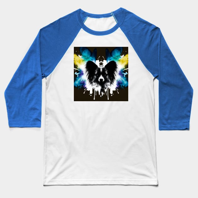 Papillon Spray Paint Art Baseball T-Shirt by Furrban